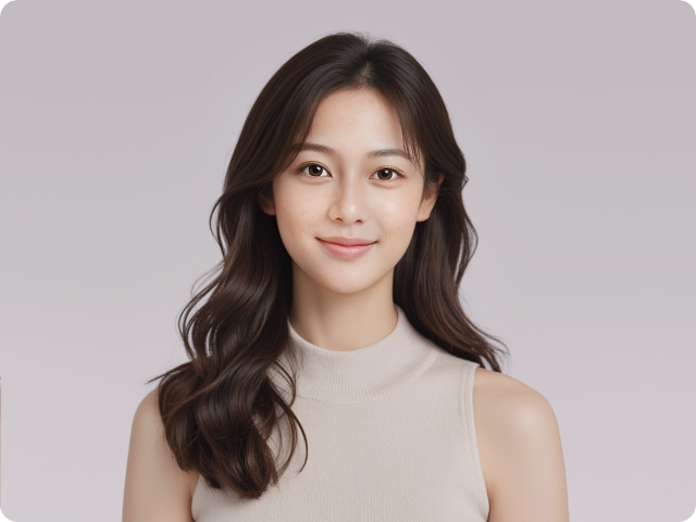 证件照素颜到精修演示动图，展示精修前后对比